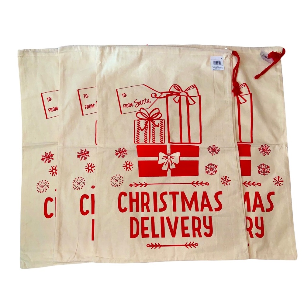 Christmas Delivery 4 Potato Sack Bags From Santa 32” x 21”